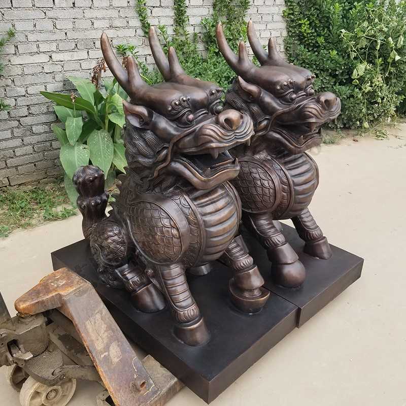 銅麒麟雕塑,銅麒麟擺件,鎮(zhèn)宅風水麒麟